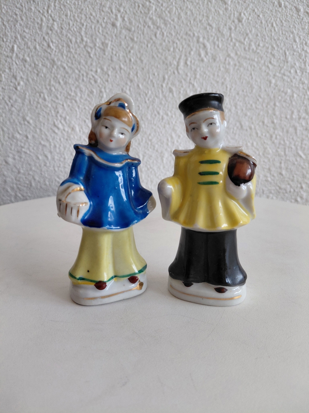 Vintage Japan Ceramic Slavonic Outfits Couple 2 Mini Figurines